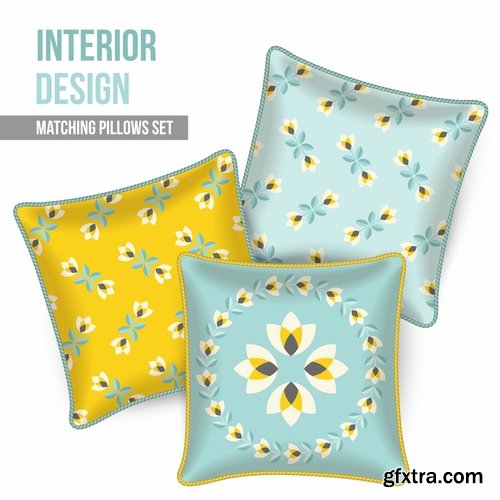 Collection pillow image pattern example template interior bed 2-25 EPS