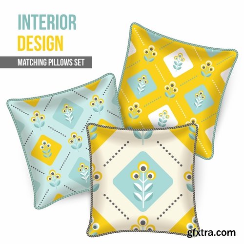 Collection pillow image pattern example template interior bed 2-25 EPS