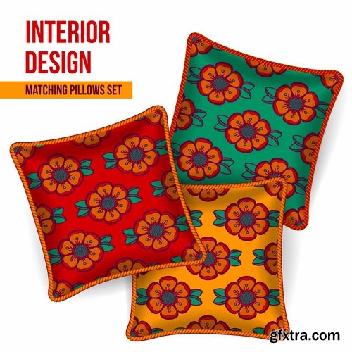 Collection pillow image pattern example template interior bed 2-25 EPS