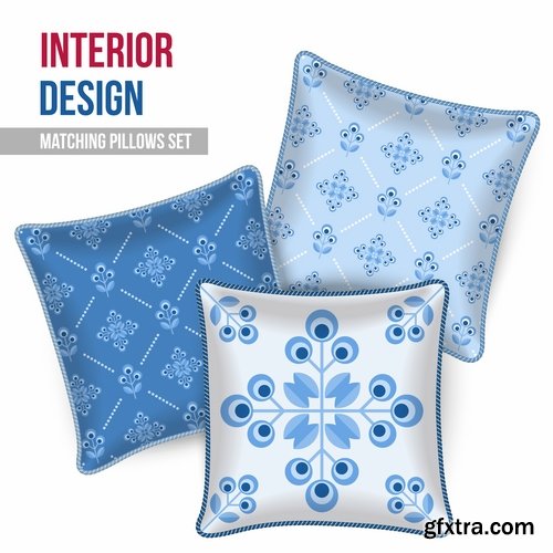 Collection pillow image pattern example template interior bed 2-25 EPS