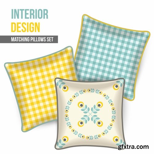 Collection pillow image pattern example template interior bed 2-25 EPS