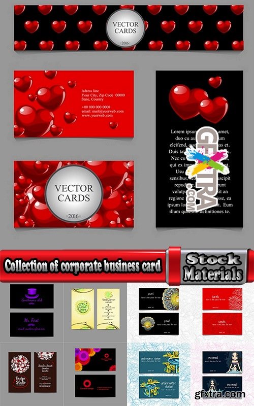 Collection of corporate business card sticker template flyer banner 2-25 EPS