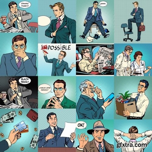 Collection of comics businessman 25 EPS