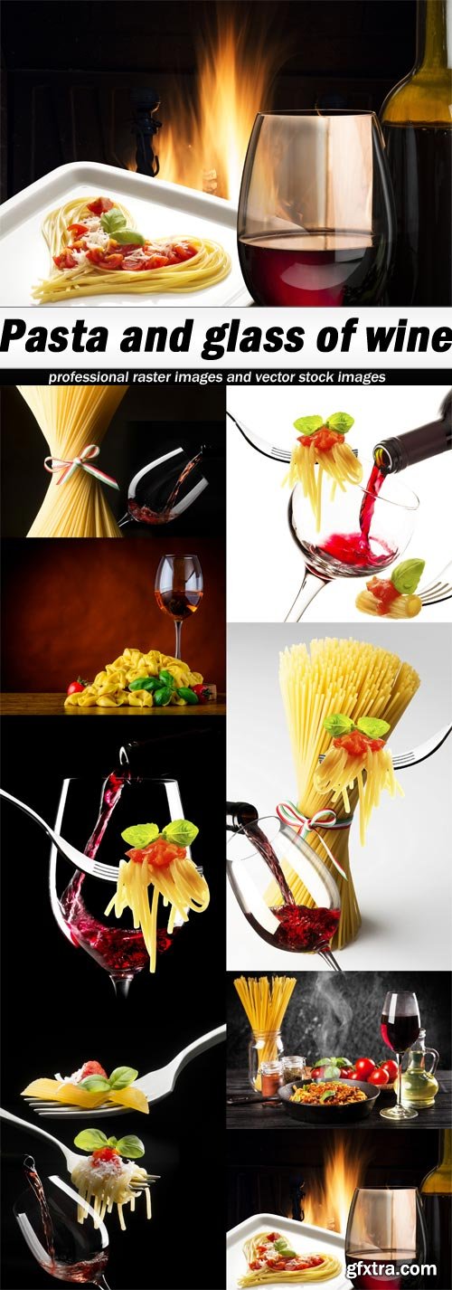 Pasta and glass of wine - 8 UHQ JPEG