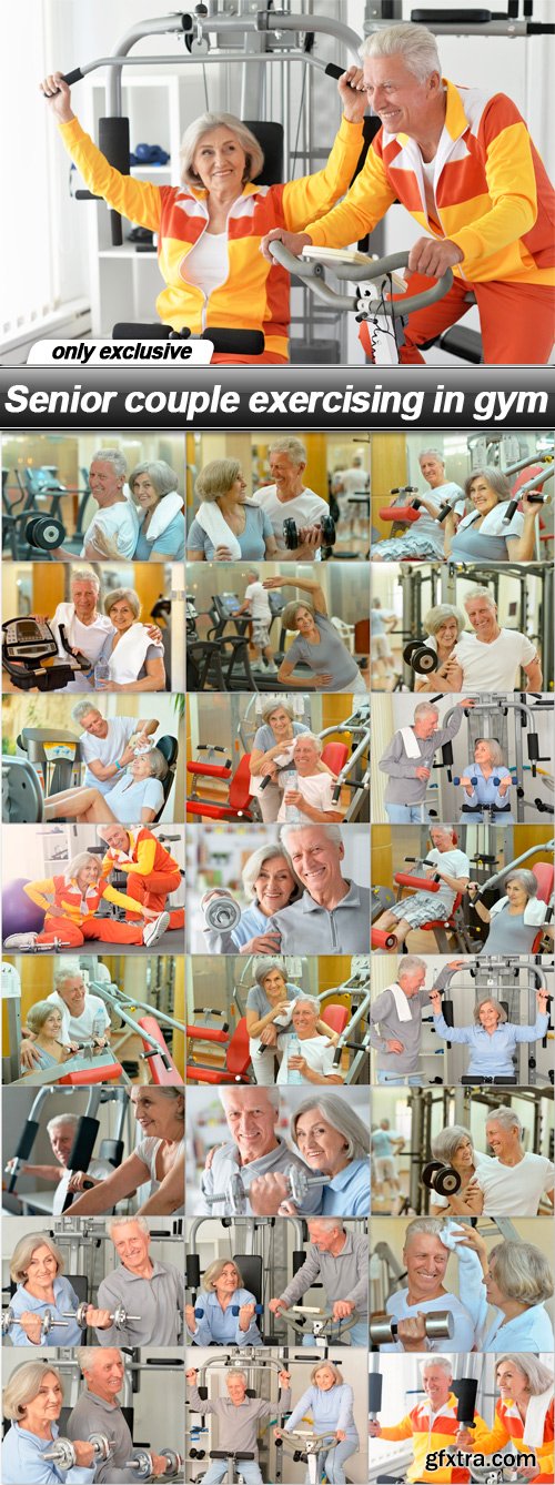 Senior couple exercising in gym - 25 UHQ JPEG