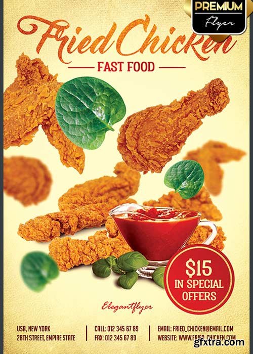 Fried Chicken V6 Flyer PSD Template + Facebook Cover