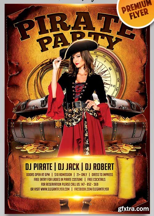 Pirate Party V12 Flyer PSD Template + Facebook Cover