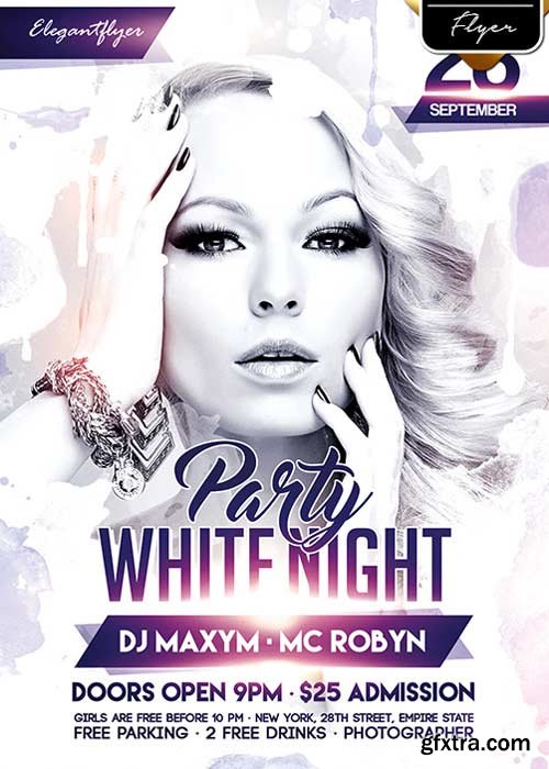 White Night Party V7 Flyer PSD Template + Facebook Cover