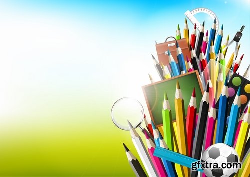 Collection of back to school pencil pen line flyer banner 25 EPS