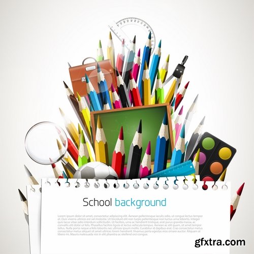 Collection of back to school pencil pen line flyer banner 25 EPS