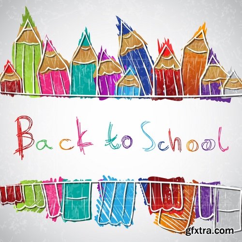 Collection of back to school pencil pen line flyer banner 25 EPS