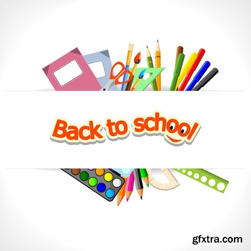 Collection of back to school pencil pen line flyer banner 25 EPS