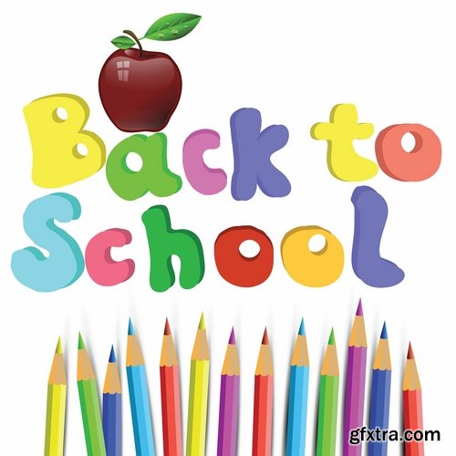 Collection of back to school pencil pen line flyer banner 25 EPS