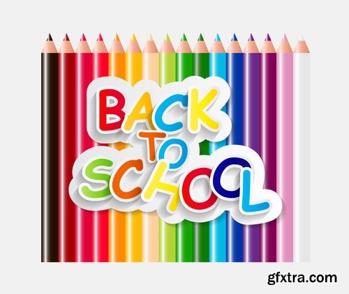 Collection of back to school pencil pen line flyer banner 25 EPS