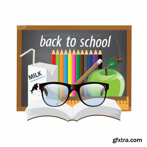 Collection of back to school pencil pen line flyer banner 25 EPS