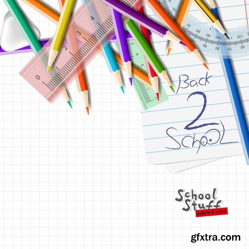 Collection of back to school pencil pen line flyer banner 25 EPS