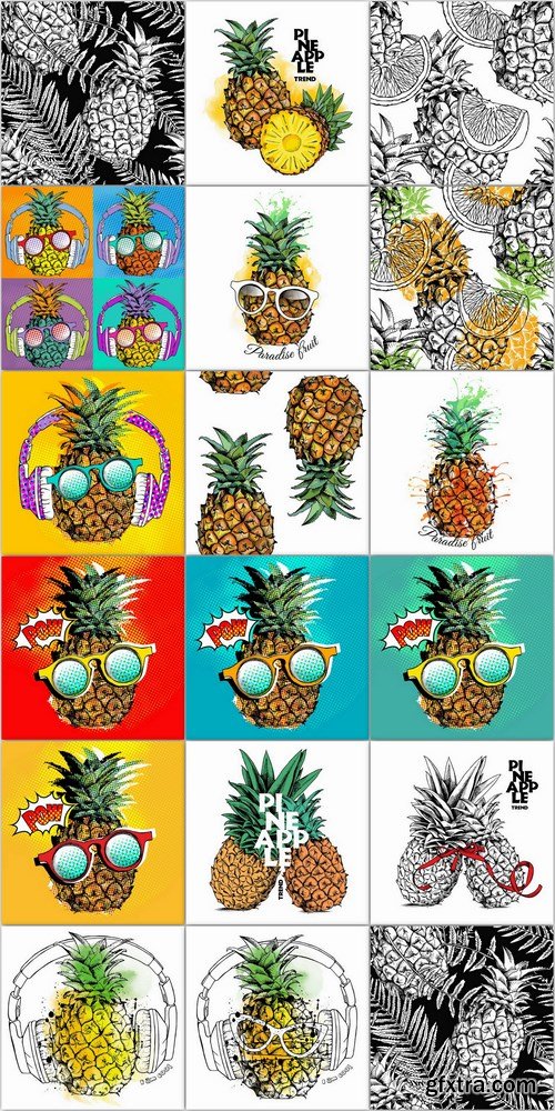 Seamless pattern with the image of pineapple fruit - 38 EPS