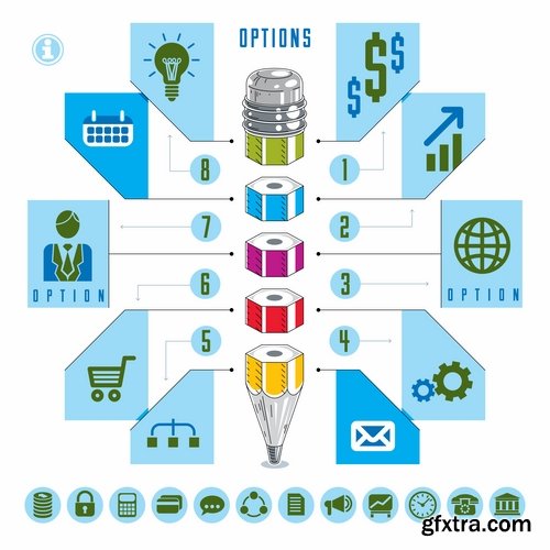 Collection infographics business teamwork businessman vector image 2-25 EPS