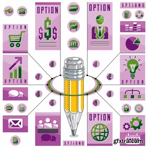 Collection infographics business teamwork businessman vector image 2-25 EPS