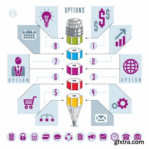 Collection infographics business teamwork businessman vector image 2-25 EPS