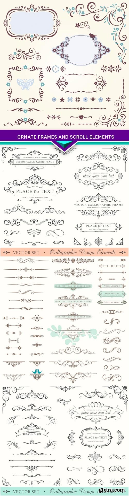 Ornate Frames and Scroll Elements 4X EPS