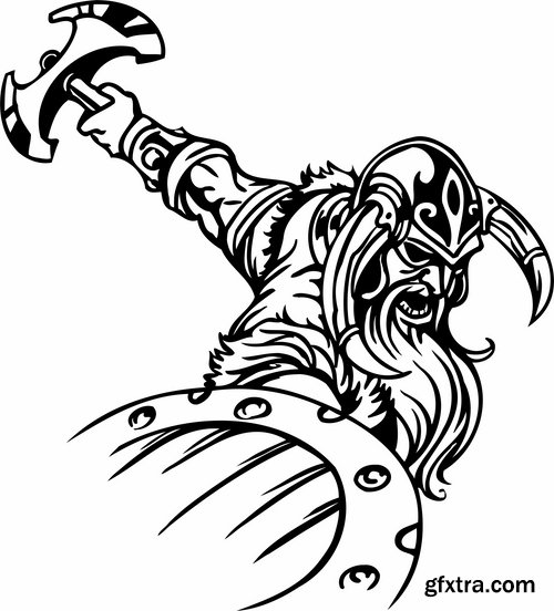 Collection barbarian viking tattoo design 25 EPS