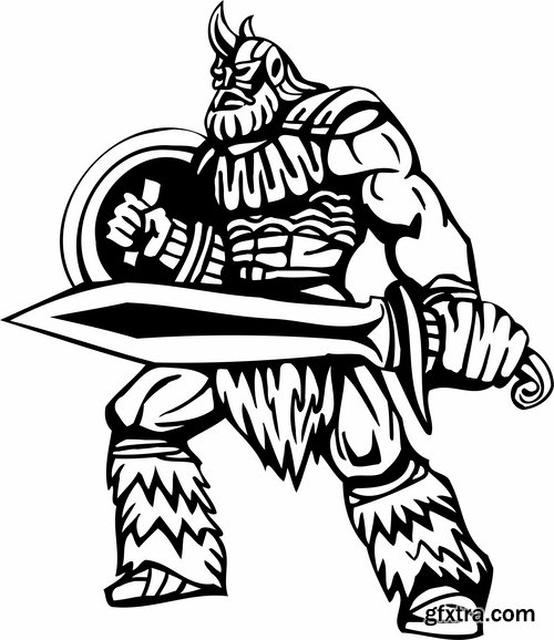 Collection barbarian viking tattoo design 25 EPS