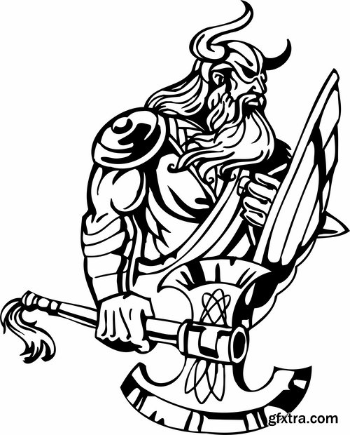 Collection barbarian viking tattoo design 25 EPS