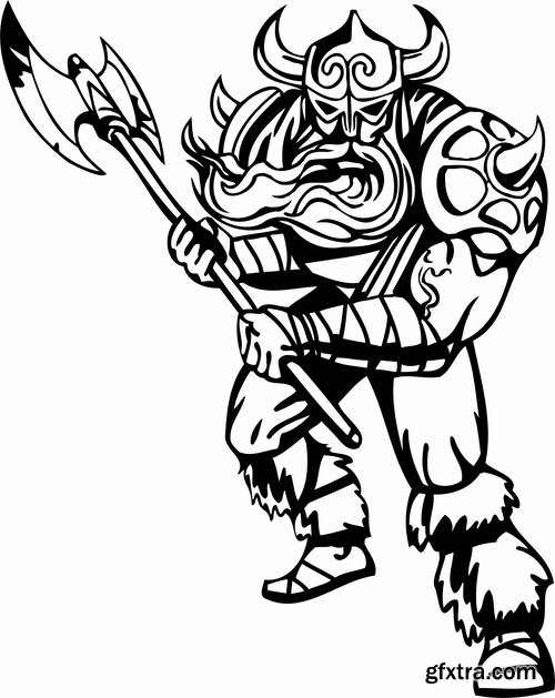 Collection barbarian viking tattoo design 25 EPS