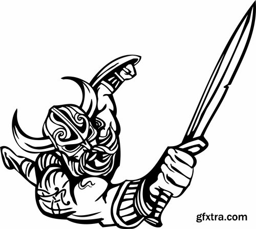 Collection barbarian viking tattoo design 25 EPS