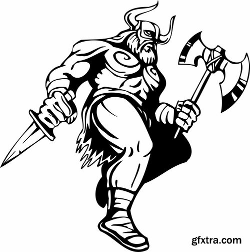 Collection barbarian viking tattoo design 25 EPS