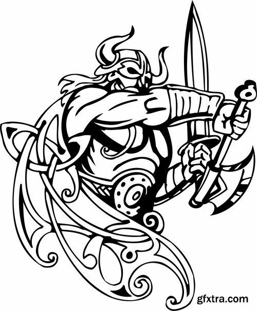 Collection barbarian viking tattoo design 25 EPS