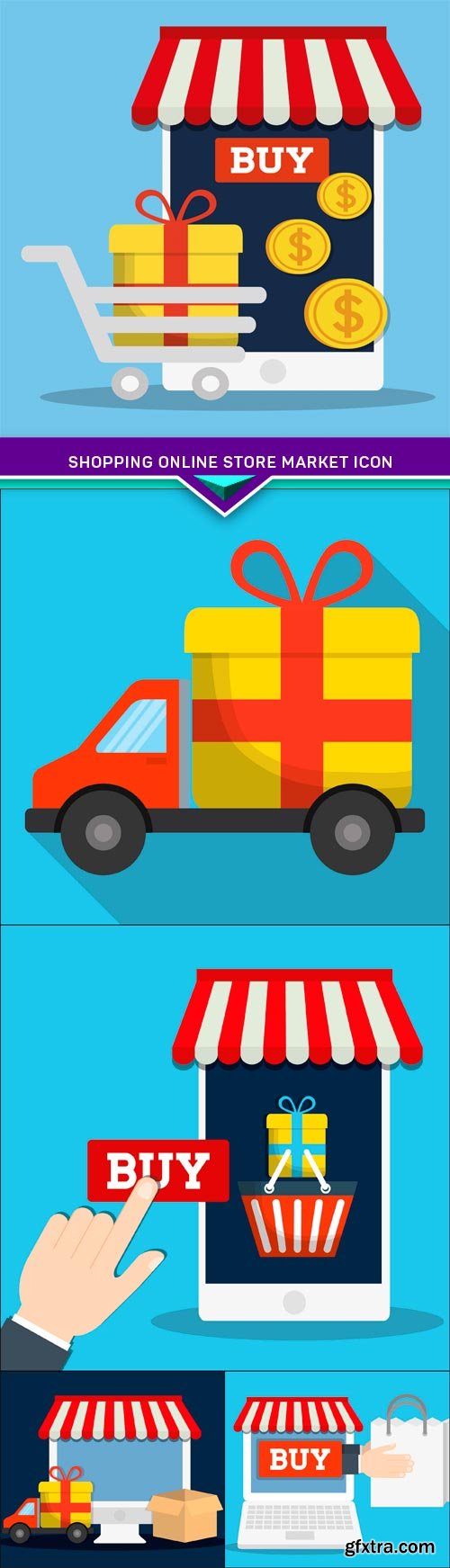 Shopping online store market icon 5X EPS