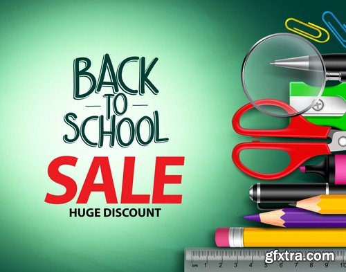 Back to school sale backgrounds - 5 EPS