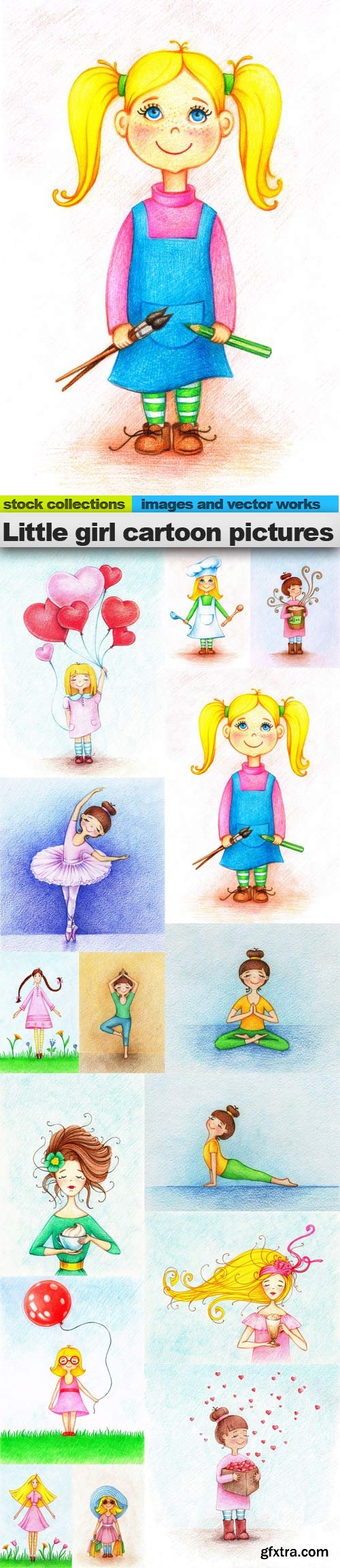 Little girl cartoon pictures, 15 x UHQ JPEG