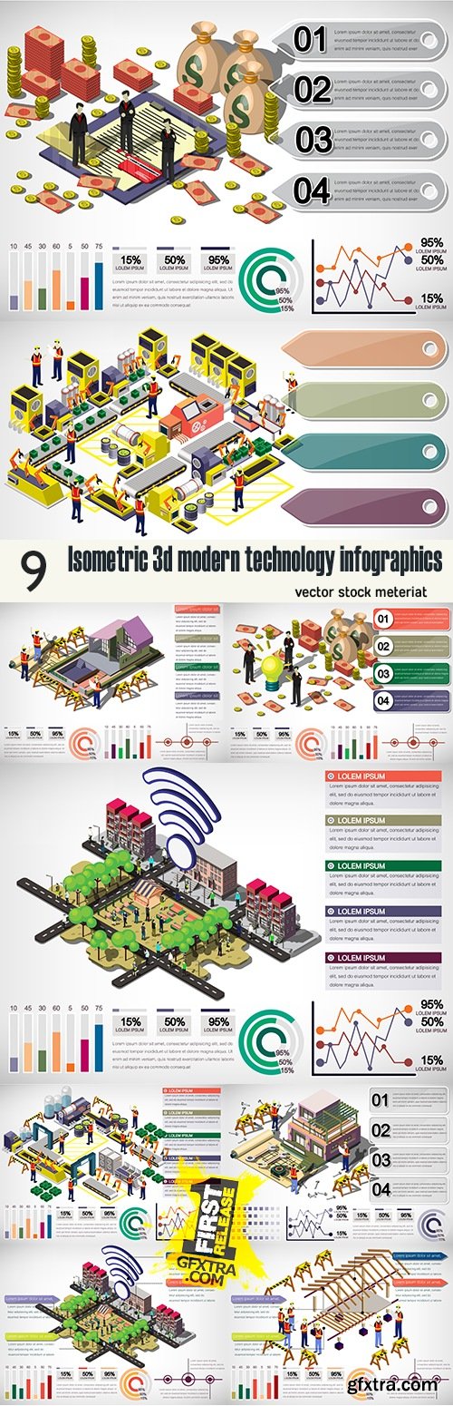 Isometric 3d modern technology infographics