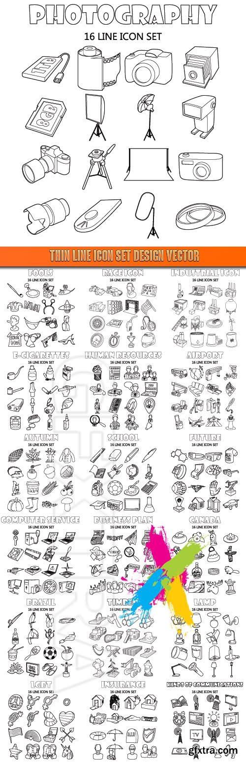 Thin line icon set design vector