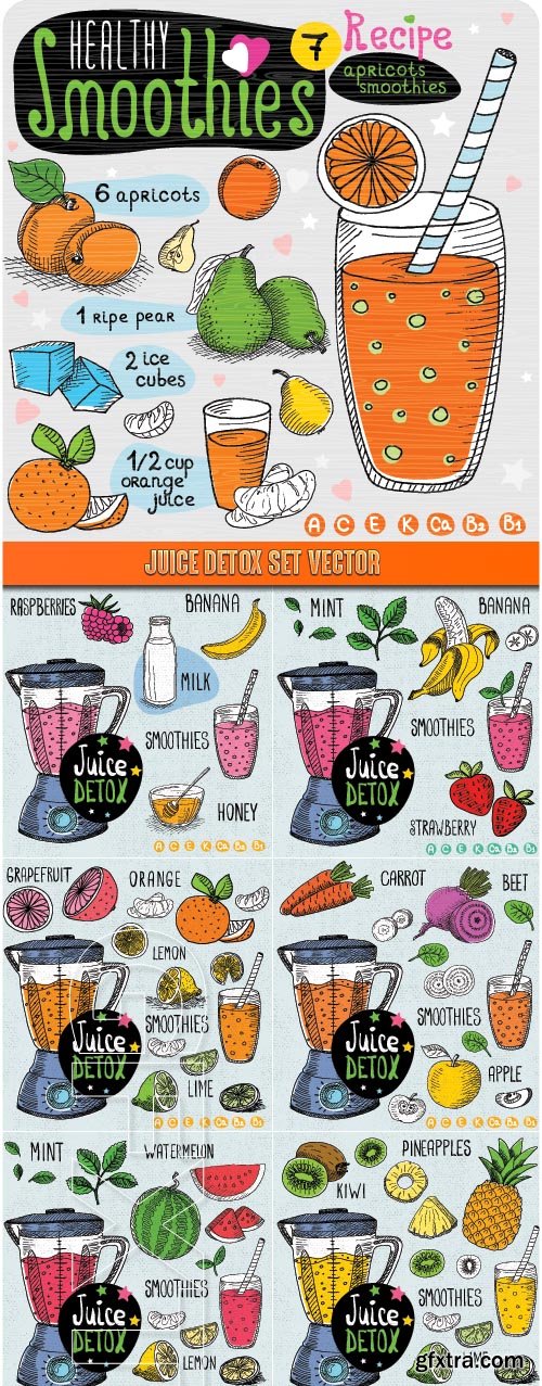 Juice detox set vector