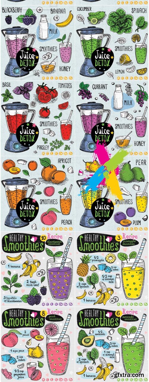 Juice detox set vector