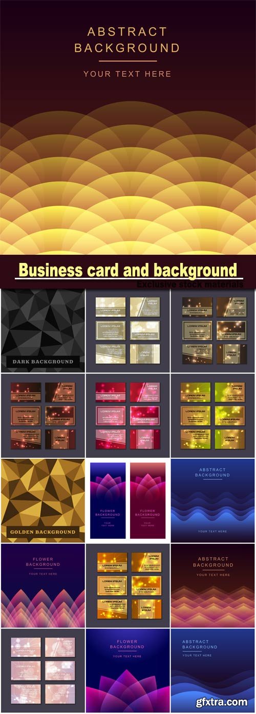 Business card collection, abstract geometric background