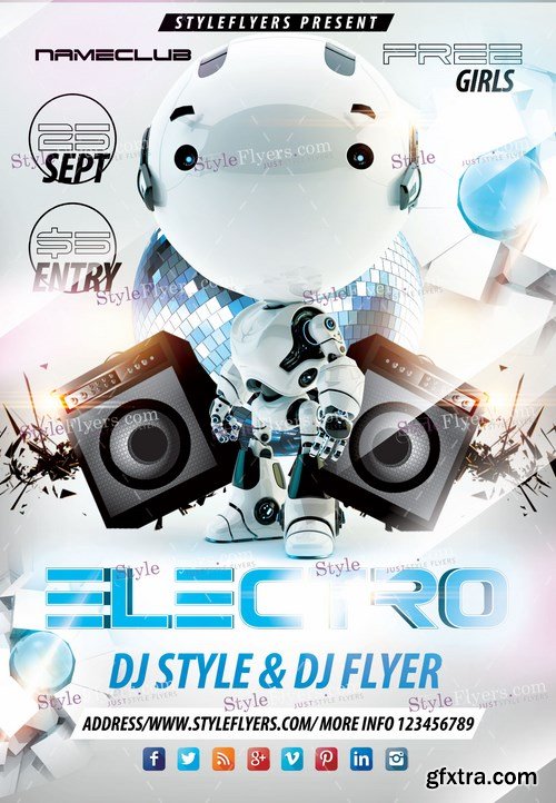 Electro PSD Flyer Template + Facebook Cover