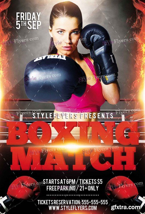 Boxing Match PSD Flyer Template + Facebook Cover