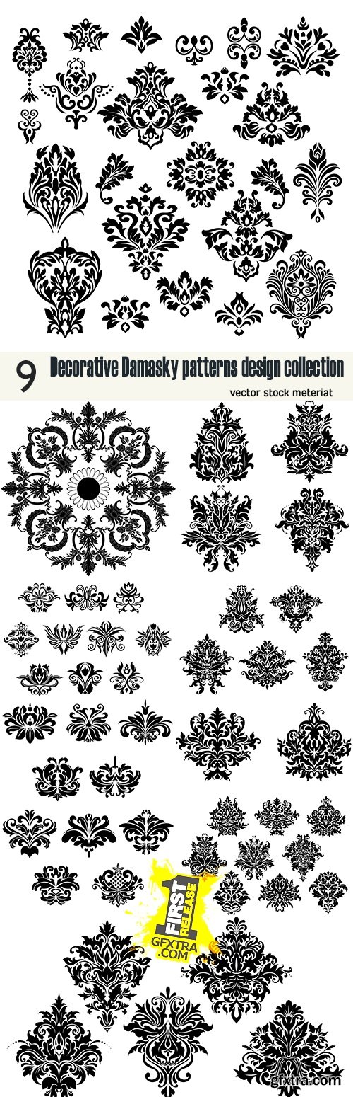 Decorative Damasky patterns design collection