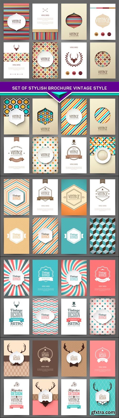 Set of stylish brochure vintage style 5X EPS