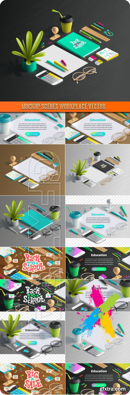 Mockup scenes workplace vector