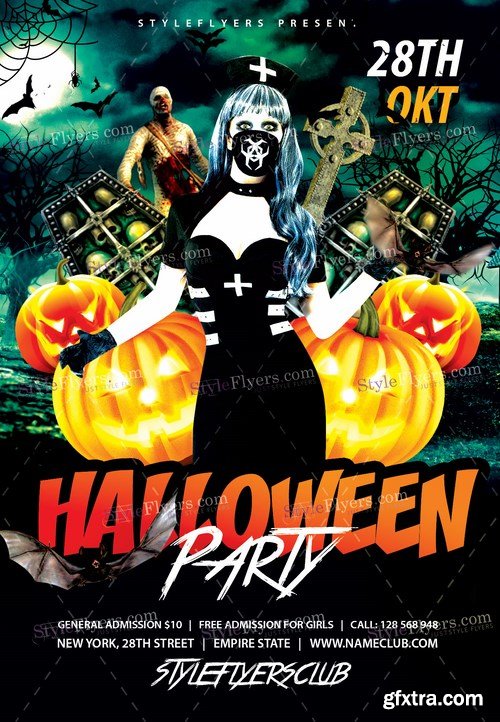 Halloween Party PSD Flyer Template + Facebook Cover