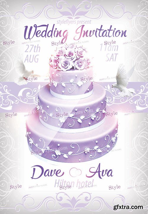 Wedding Invitatin PSD Flyer Template + Facebook Cover