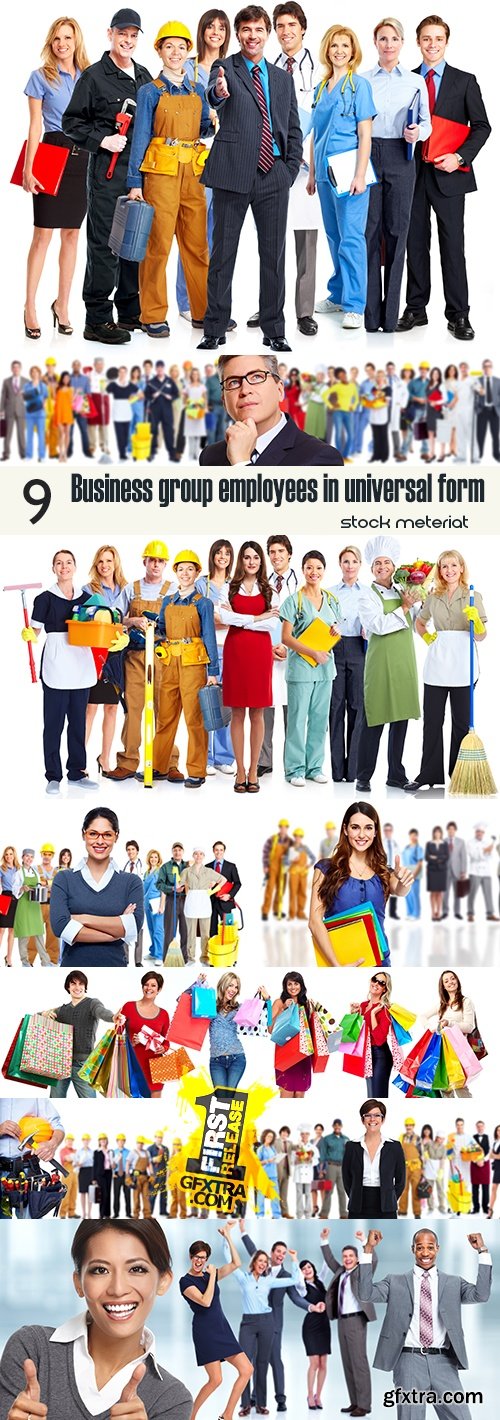 Business group employees in universal form