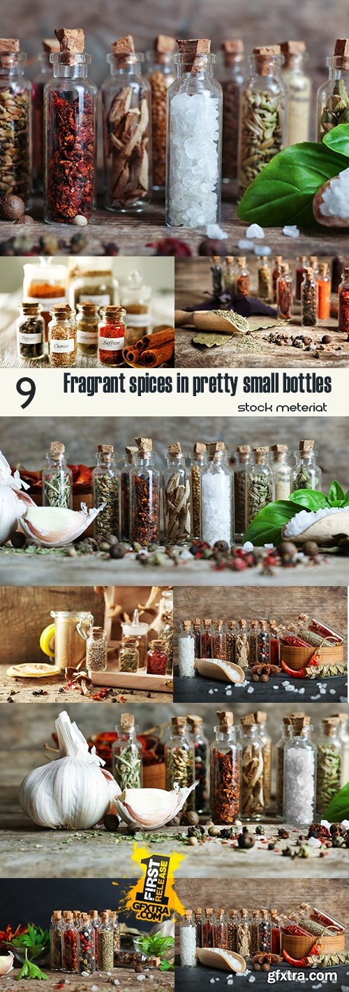 Fragrant spices in pretty small bottles