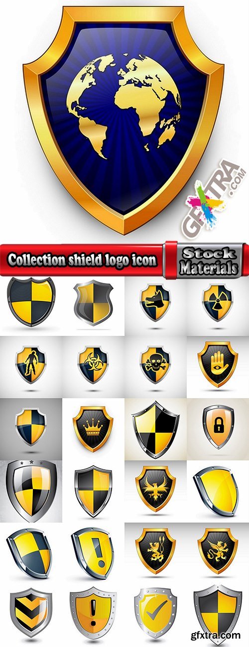 Collection shield logo icon web design element site 25 EPS